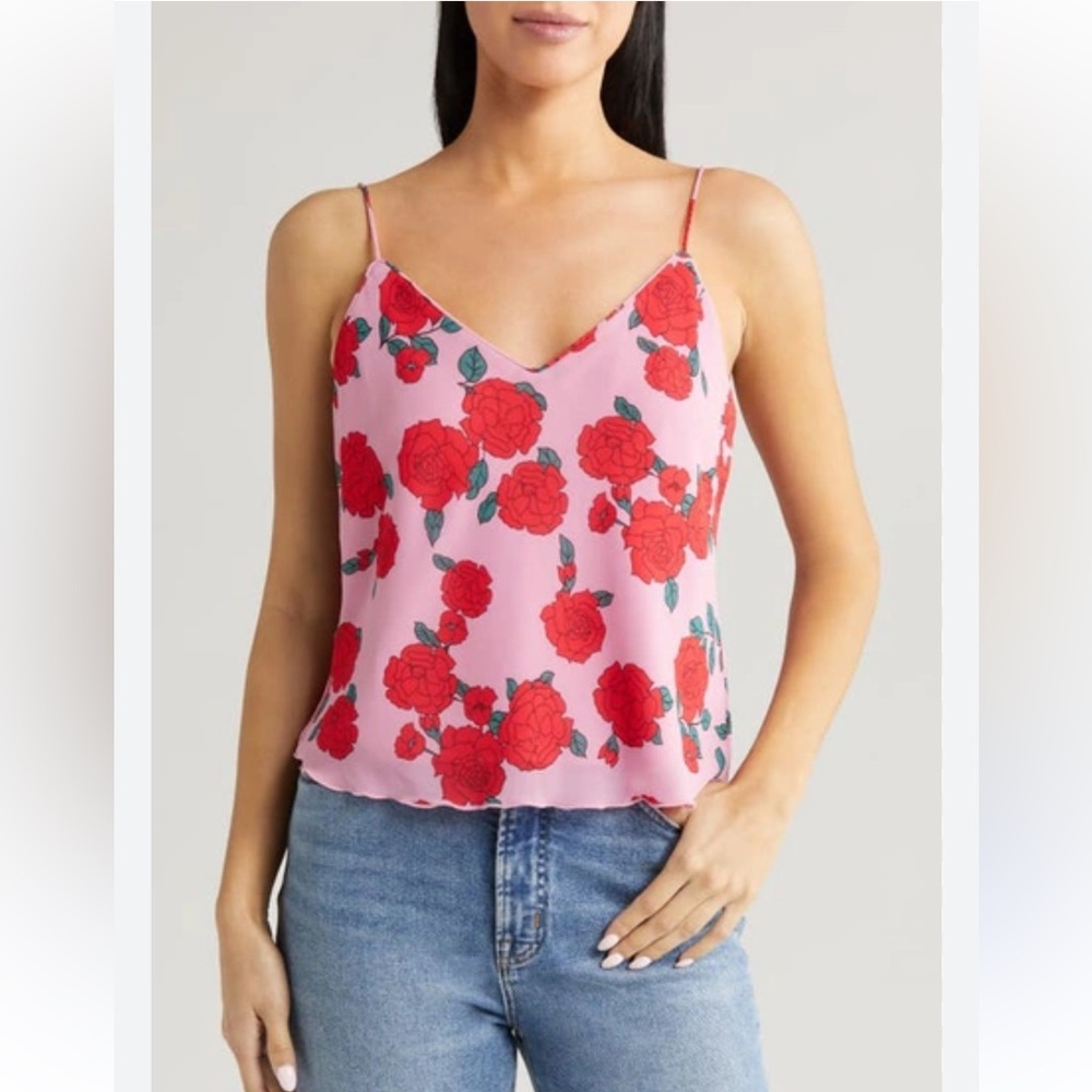 Wayf Floral Pink and Red Women's Top